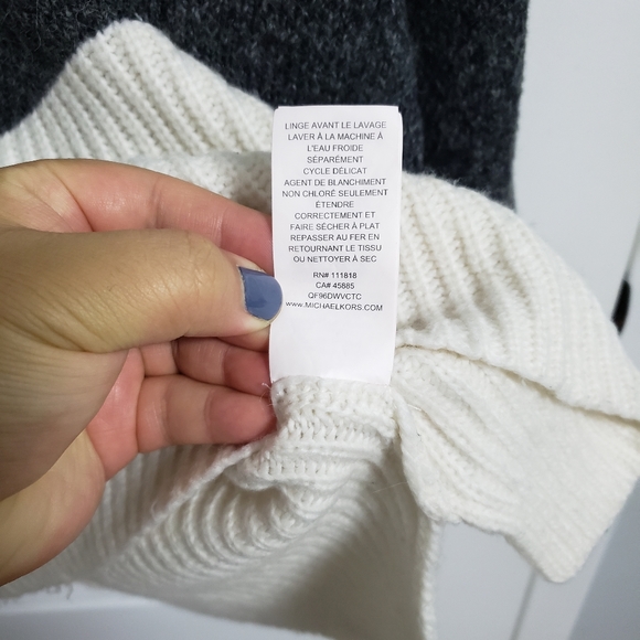 MICHAEL KORS Cream Grey Colorblock Wool Sweater - Picture 7 of 8